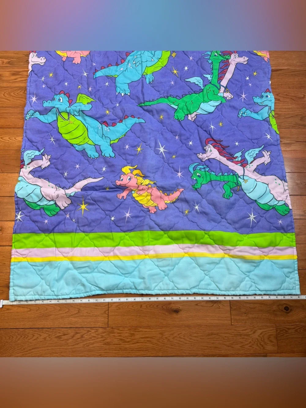 VTG Y2K Nostalgia Dragon Tales Toddler Bed Quilted Comforter Dan River RARE